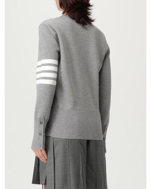 Thom Browne Gray Wool Crewneck Sweater With 4-Bar Stripe