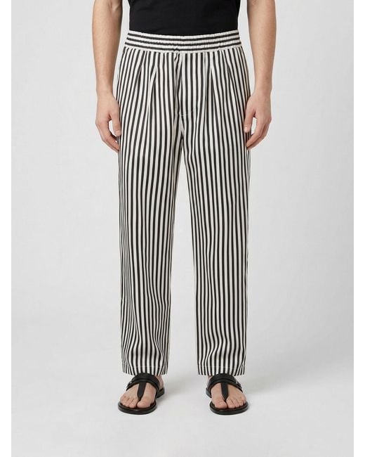 Tom Ford Black Striped Silk Wide Leg Trousers for men