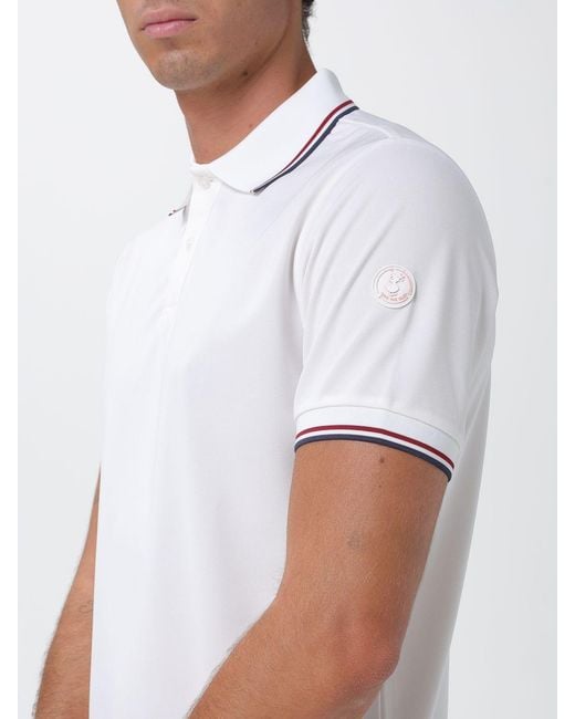 Save The Duck White Short-Sleeved Jersey Polo Shirt With Contrast Logo for men