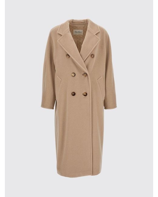 Max Mara Natural Madame Double-Breasted Long Wool Coat With Belt