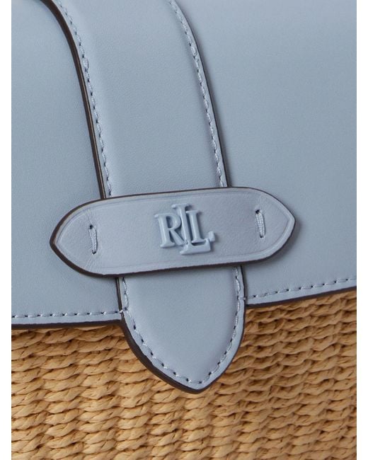 Ralph Lauren Blue Raffia And Leather Lynden Bag