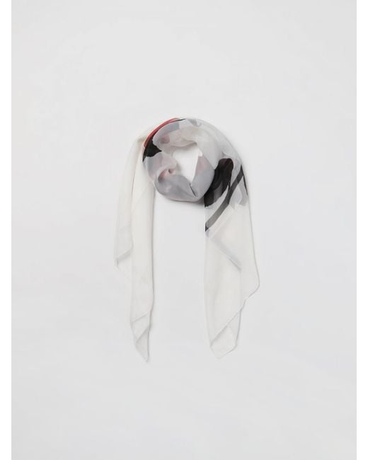 Sciarpa in seta stampata di Alexander McQueen in White