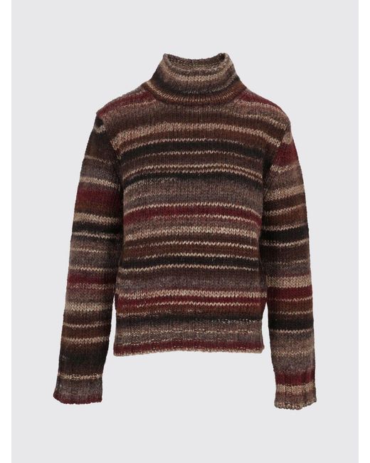 Kangra Blue Striped High-Neck Wool-Blend Sweater With Long Sleeves