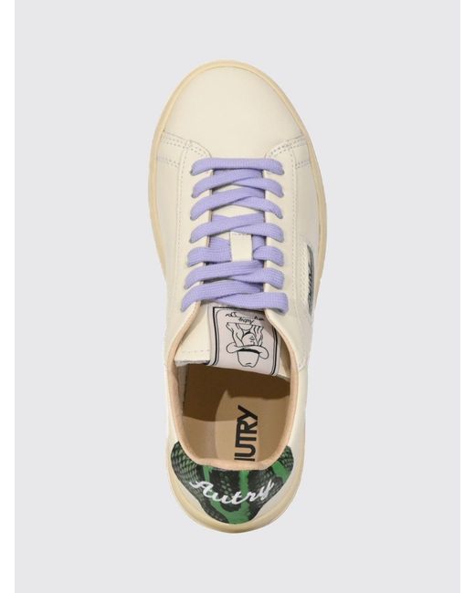 Autry Natural Dallas Low Calfskin Trainers With Python-Effect Inserts