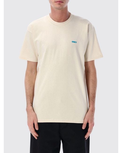 Obey White Printed Cotton T-Shirt for men