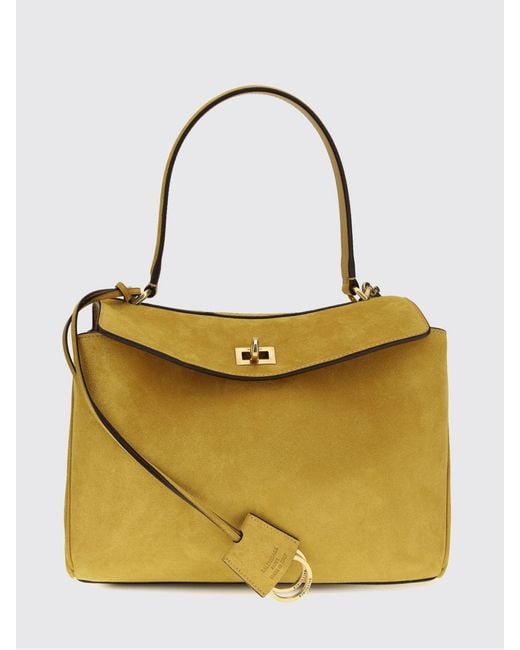 Balenciaga Yellow Rodeo Small Suede Calfskin Handbag With Charm