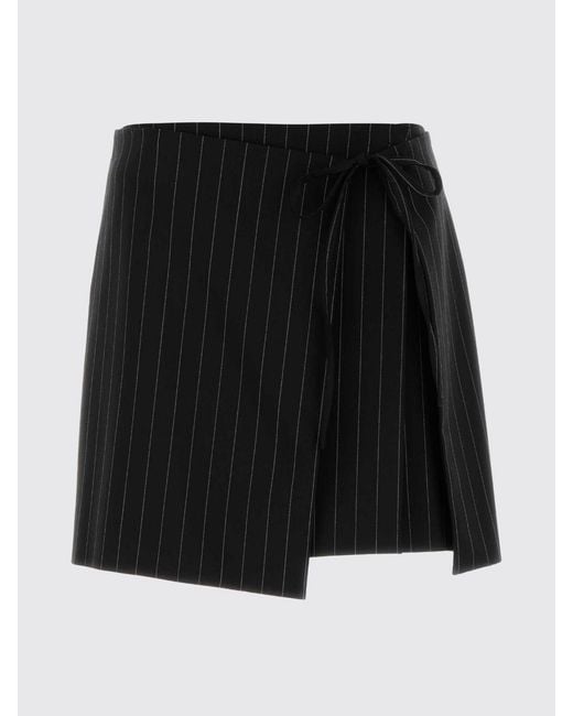 Sportmax Black Pinstriped Virgin Wool Blend Mini Skirt