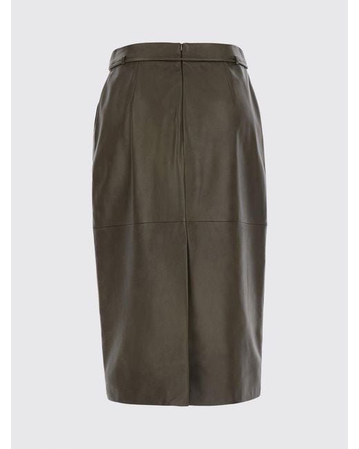 Max Mara Green Lambskin Midi Pencil Skirt With High-Waist Belt