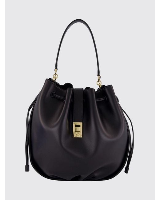 Ferragamo Black Hug Leather Bucket Bag