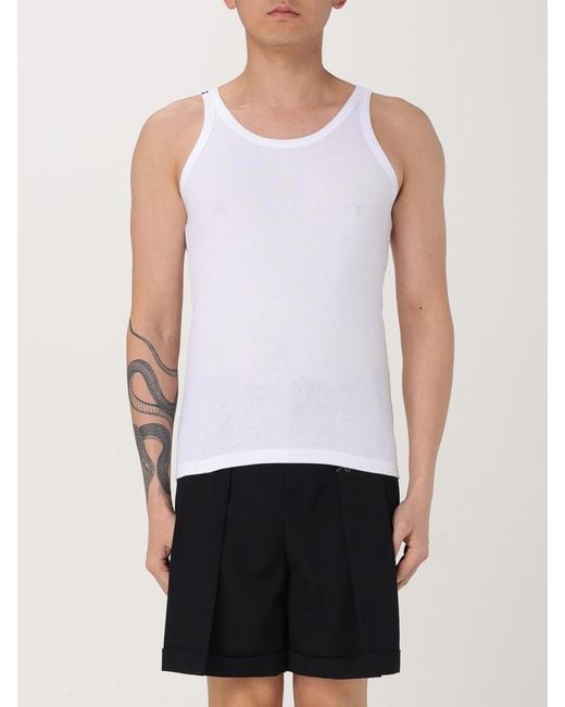 Dolce & Gabbana White Ribbed Tank Top Slim Fit for men