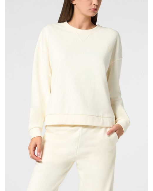 Philipp Plein Natural Cotton Crew-Neck Sweatshirt
