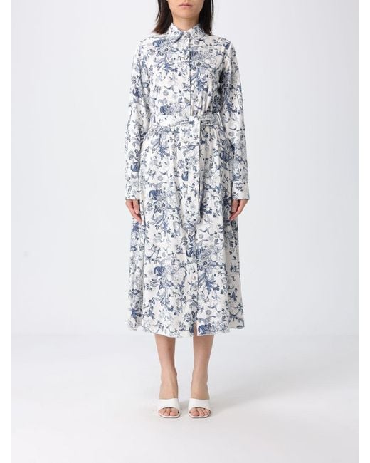 Liu Jo White Cotton Shirtdress With Floral Print