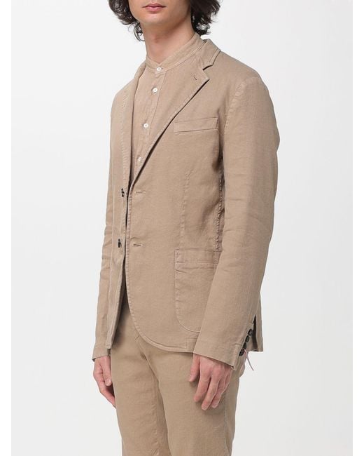 Mason's Natural Single Breasted Cotton And Linen Blazer for men