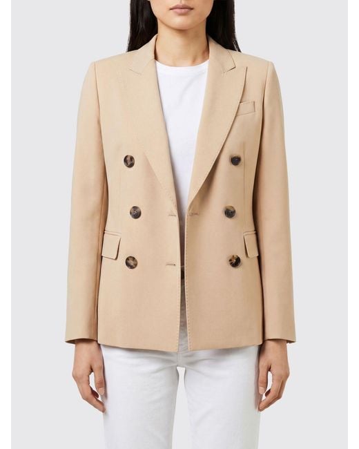 Alberto Biani Natural Slim Fit Double-Breasted Cady Blazer With Classic Lapels