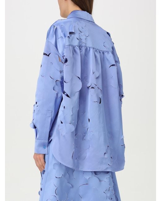 Marni Blue Lasercut Floral Blouse