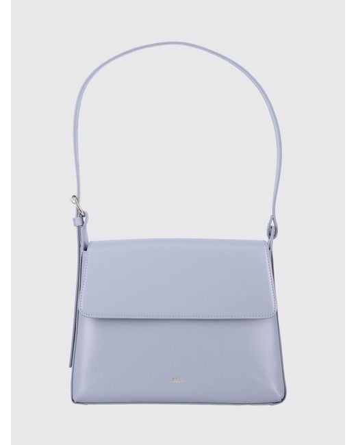 A.P.C. White Virginie Smooth Leather Shoulder Bag With Flap Closure