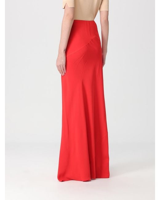 Ermanno Scervino Red Long Crêpe Skirt
