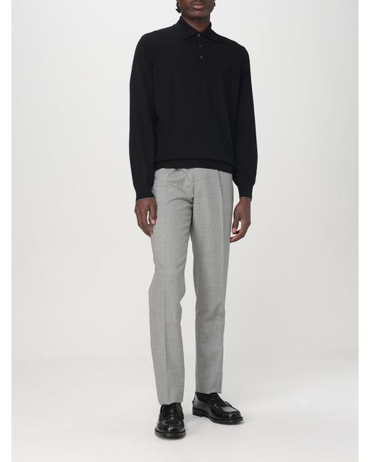 Brunello Cucinelli Black Basic Long-Sleeved Polo Shirt for men