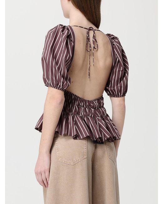 Pinko Red Striped Viscose Blouse