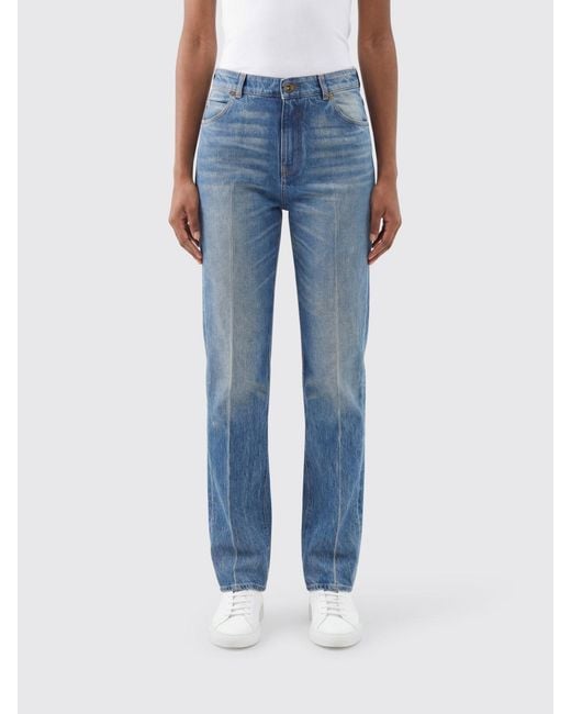 Balmain Blue Cotton Denim Straight Jeans