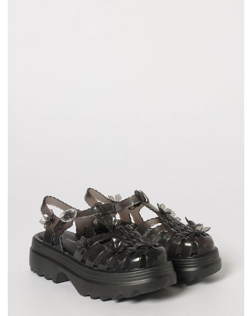 Melissa X Susan Fang Black Possession Sakura Pvc Platform Sandals With Flower Appliqué