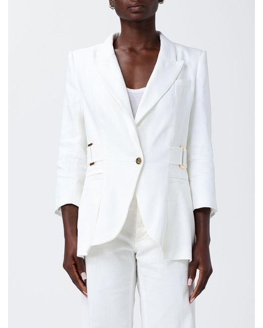 Elisabetta Franchi White Single-Breasted Blazer