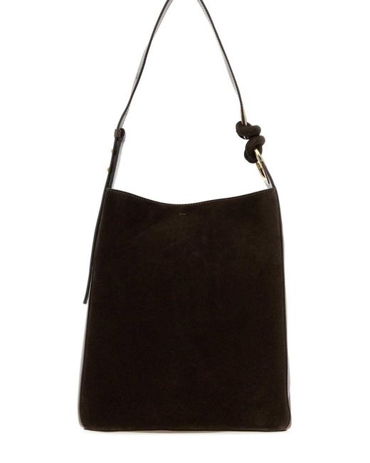 Anya Hindmarch Black Ringo Suede Shoulder Bag With Adjustable Handle