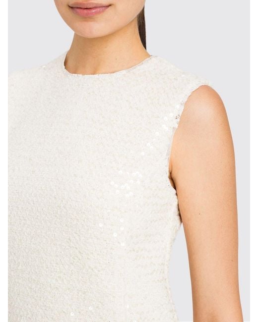 Twinset White Sleeveless Sequin-Embroidered Sheath Minidress