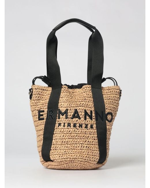ERMANNO FIRENZE Natural Ashley Crochet Raffia Bucket Bag