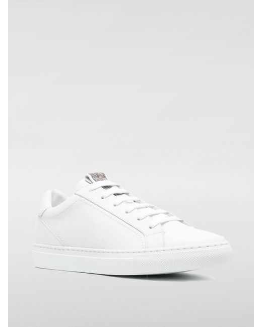 Sneakers in pelle con monile di Brunello Cucinelli in White