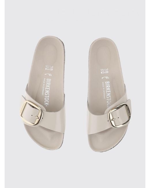Birkenstock White Madrid Big Buckle Brushed Leather Sandals