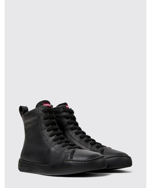 Camper Black Peu Touring Grained Leather Ankle Boots