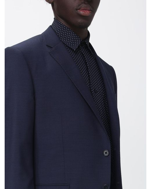 Emporio Armani Blue Single-Breasted Suit With Classic Lapels And Patch Pockets for men