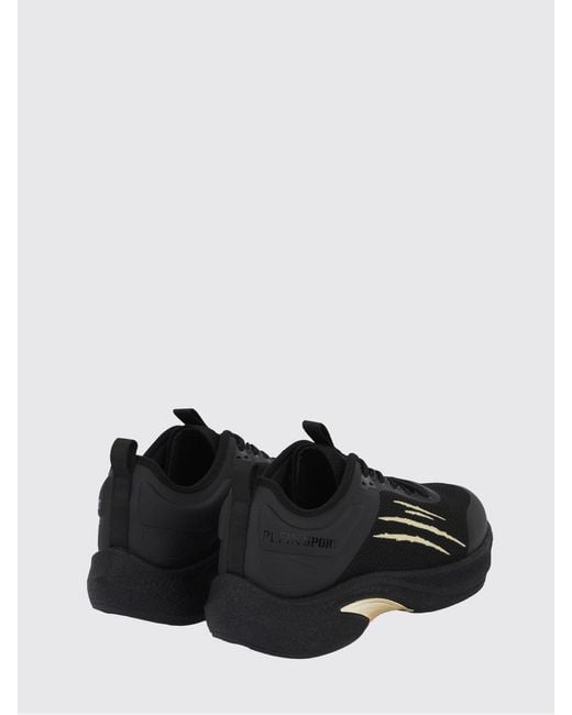 Philipp Plein Black Ps/Sprint-78 Two-Tone Mesh Trainers With Printed Logo for men