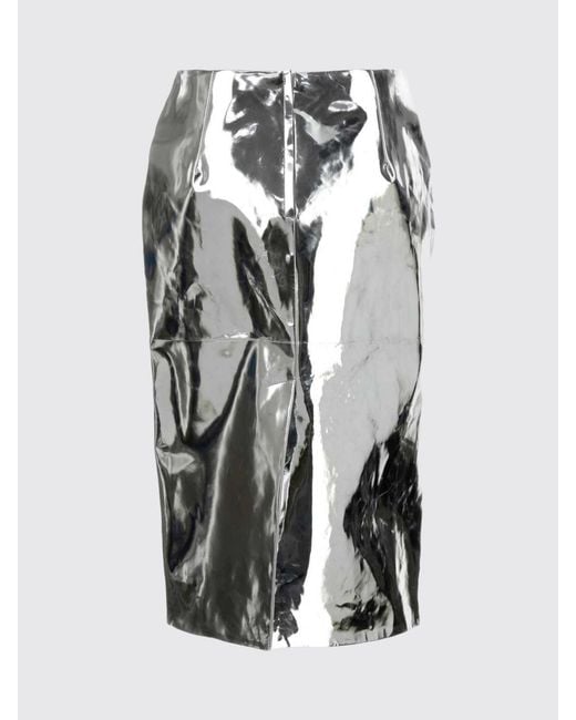 Jil Sander Metallic High-Waisted Laminated Leather Midi Pencil Skirt