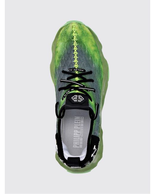 Philipp Plein Green Runner Hyper $Hock Low-Top Sneakers With Rubber Sole for men
