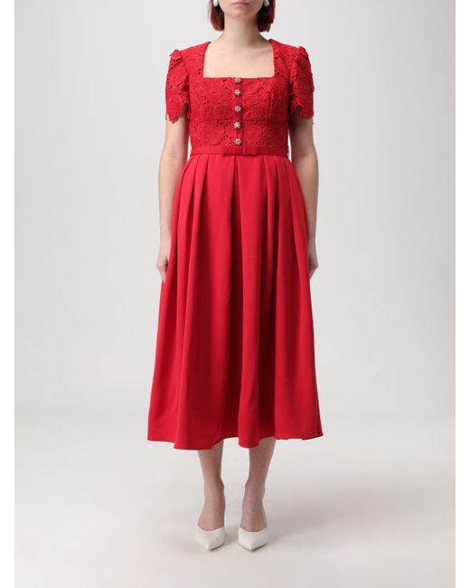 Self portrait red store dress sale