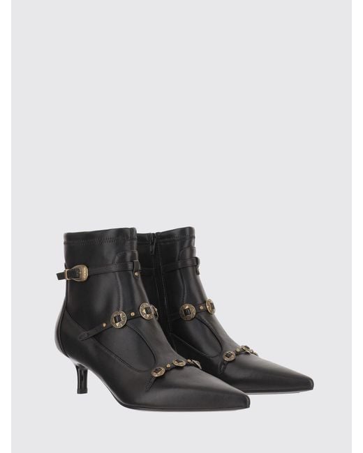 Pinko Black Leather Ankle Boots