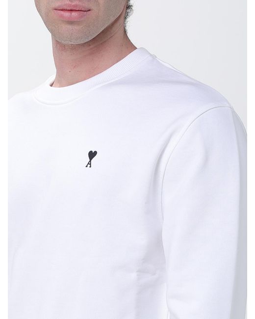 AMI White Cotton Crew Neck Sweatshirt for men