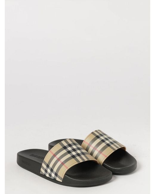 Burberry White Vintage Check Rubber Slides for men