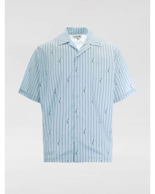Lacoste Blue Striped Cotton Casual Shirt for men