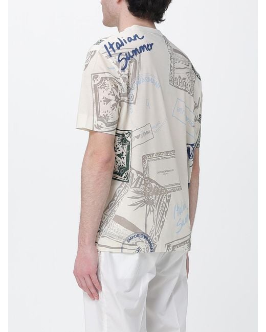 Emporio Armani White Printed Cotton Blend T-Shirt for men