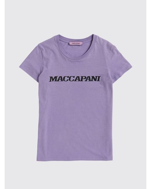 MACCAPANI Purple Cotton T-Shirt With Logo