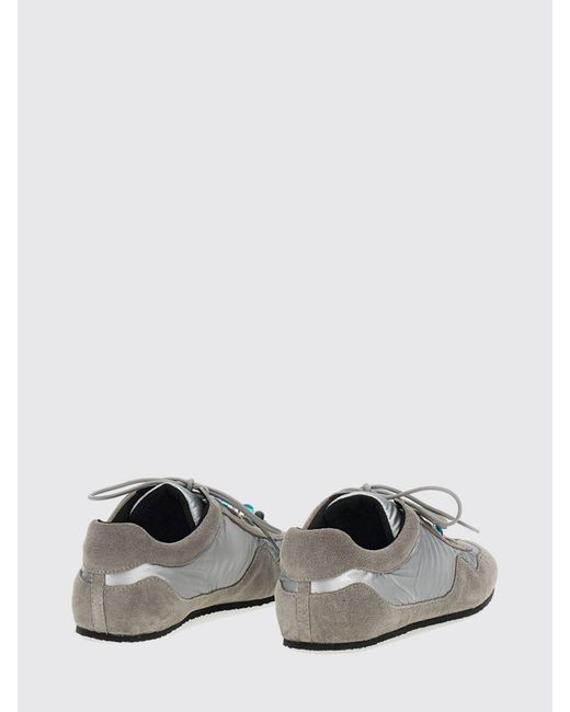 CECILIE BAHNSEN White Blaise Suede And Nylon Sneakers With Beads