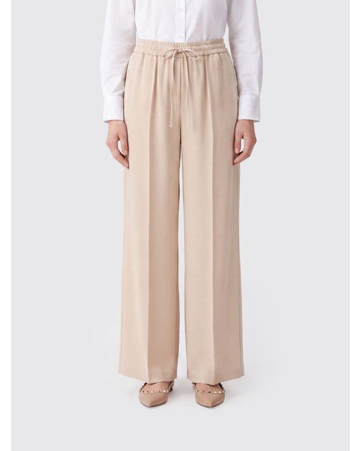 Valentino Garavani Natural Wide-Leg Silk Palazzo Trousers With High Elasticated Waist