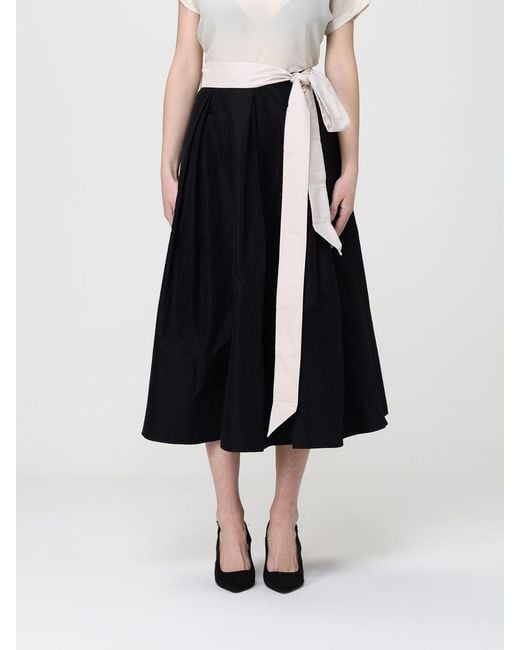 Max Mara Black Baschi Cotton Blend Twill Midi Skirt