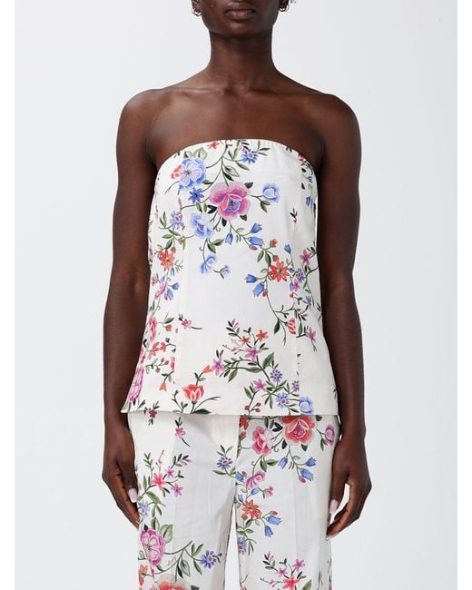 Liu Jo White Cotton Top With Floral Print