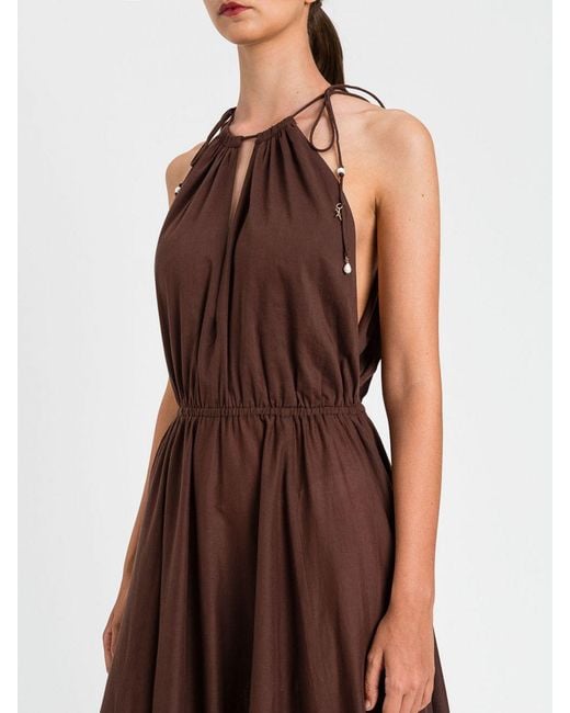 Twinset Brown Long Cotton Dress