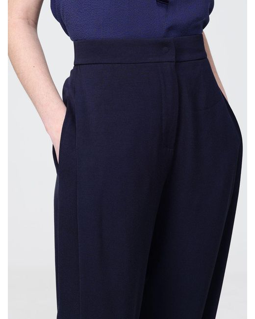 Emporio Armani Blue Viscose Straight Trousers