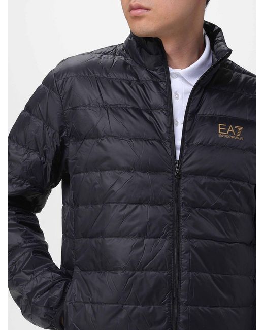 EA7 Blue Light Nylon Down Jacket With Logo for men